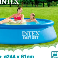 Piscina redonda hinchable Easy Set Intex 1942L con depuradora azul Ø244x61 cm