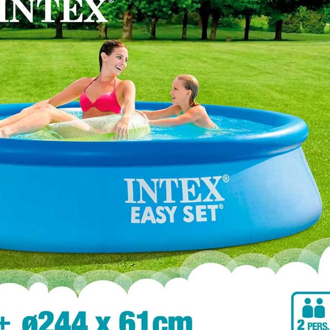 Piscina redonda hinchable Easy Set Intex 1942L con depuradora azul Ø244x61 cm