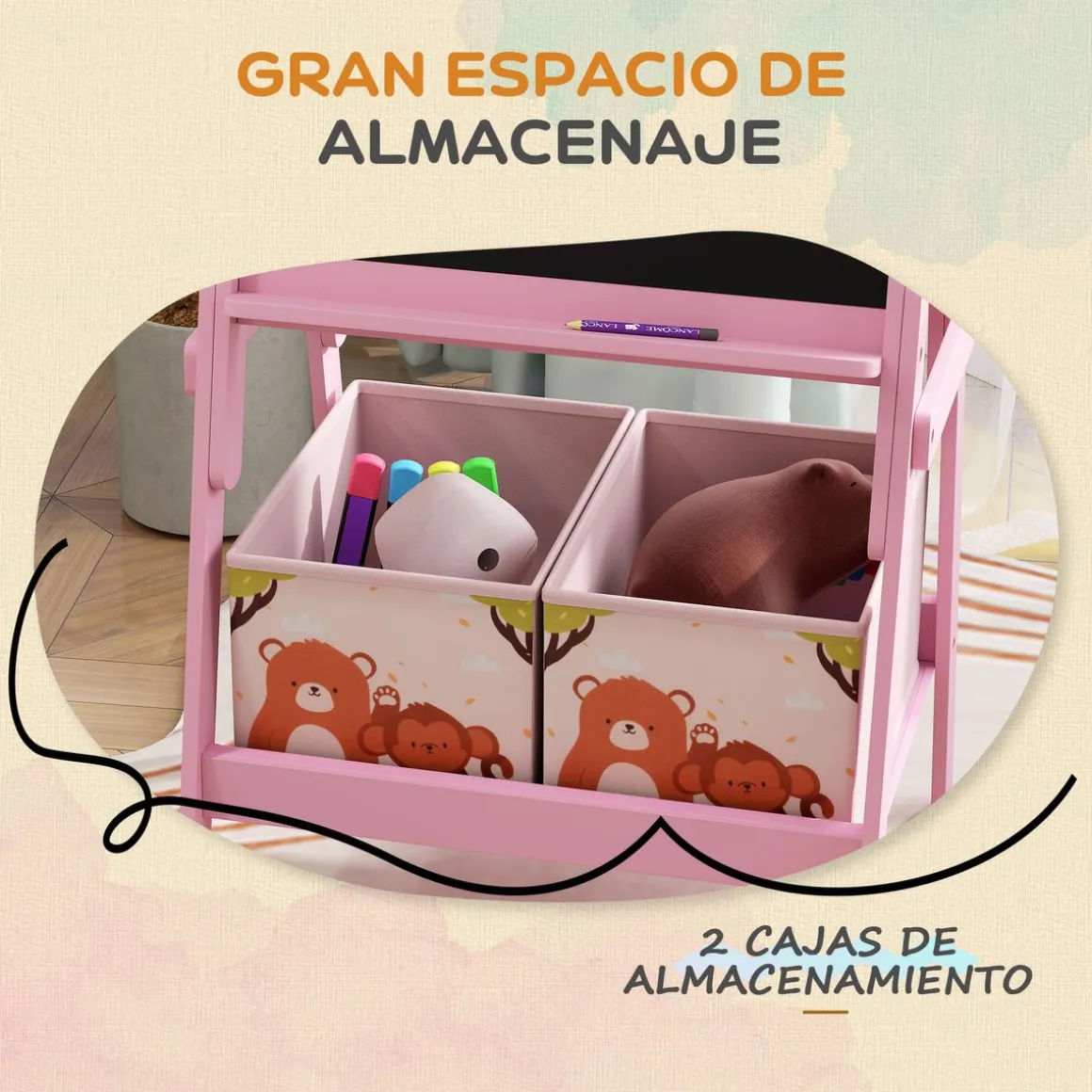 Pizarra infantil Safari Aiyaplay 2 en 1 113x53,5x49 cm