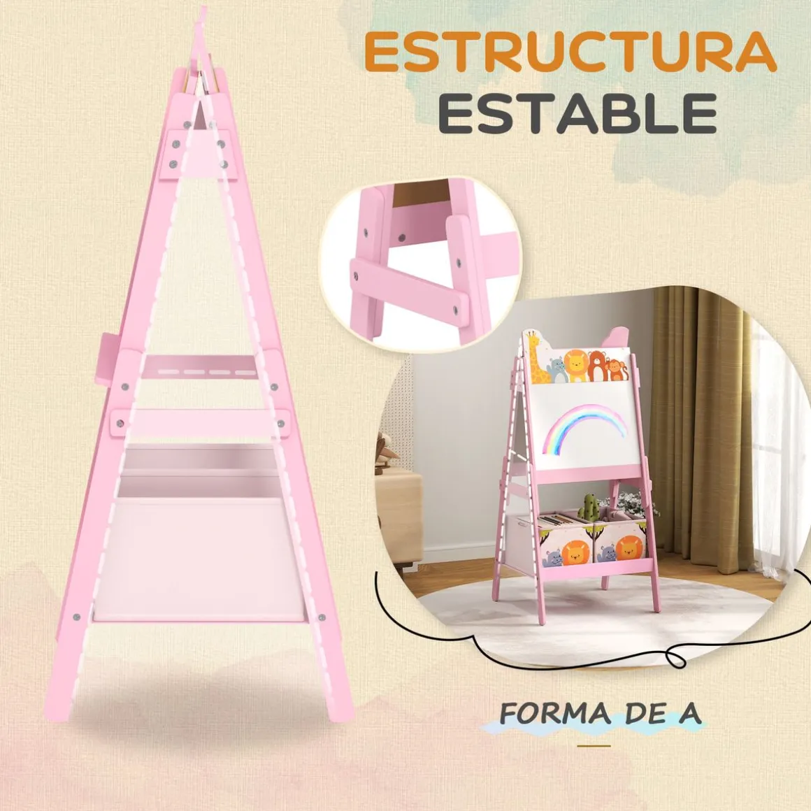 Pizarra infantil Safari Aiyaplay 2 en 1 113x53,5x49 cm