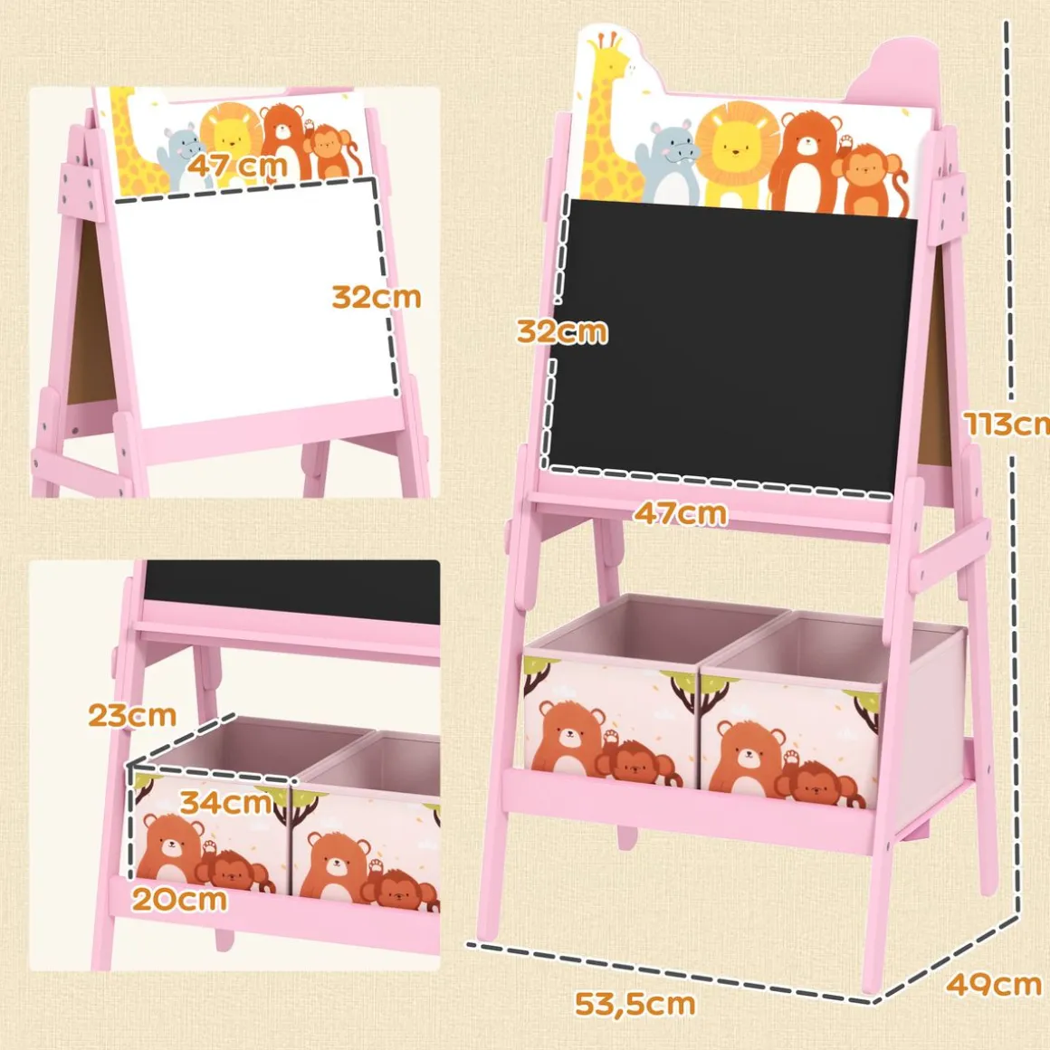 Pizarra infantil Safari Aiyaplay 2 en 1 113x53,5x49 cm