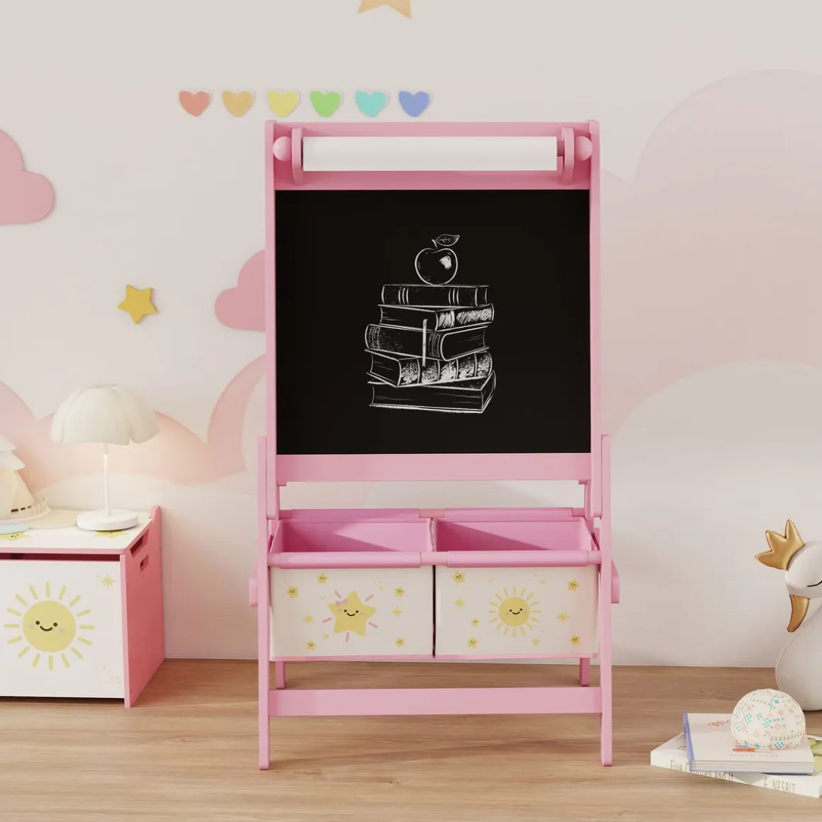 Pizarra infantil Solere Aiyaplay 3 en 1 con cestas 3-8 años 94x54x46 cm