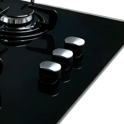 Placa de gas Cata CIB 6021 BK 3 fuegos cristal negro A 59 cm