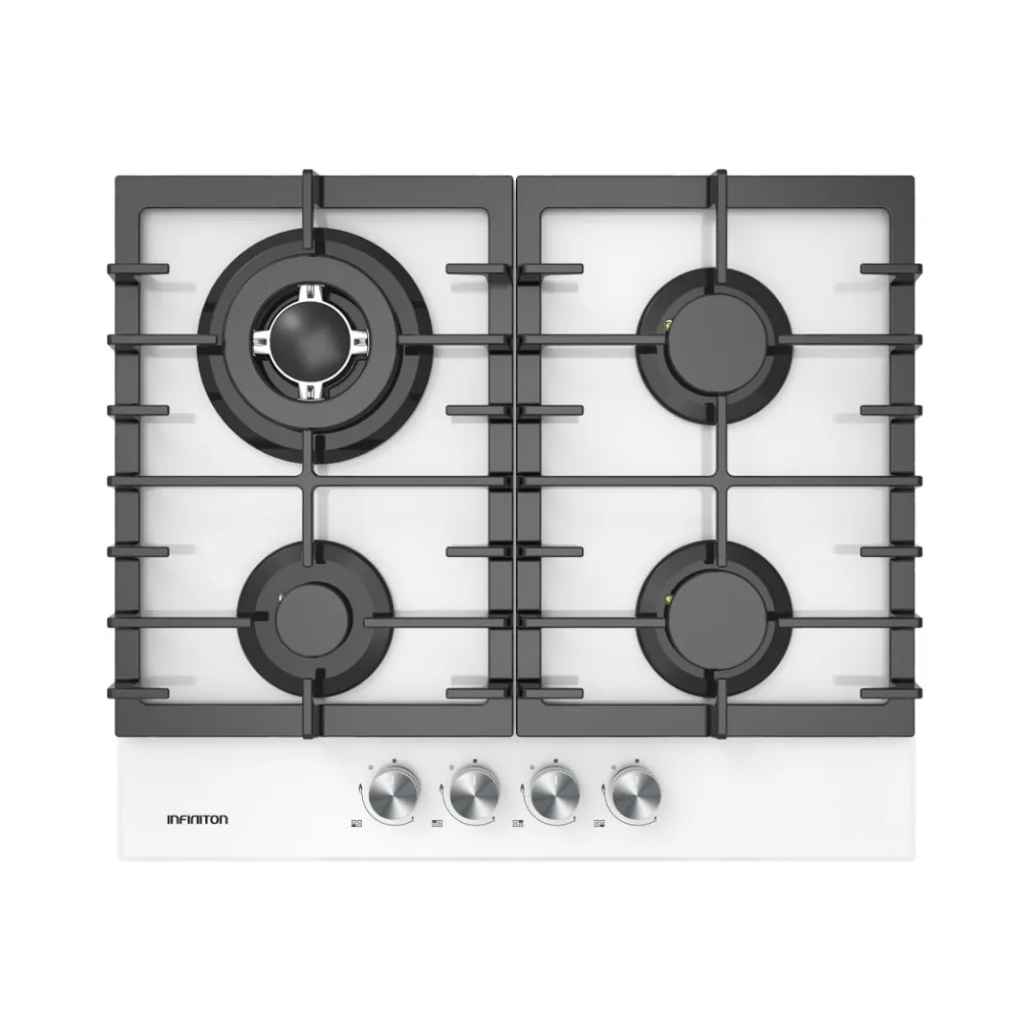 Placa de gas Infiniton GG-43BK encastrable 4 zonas cristal blanco 60 cm