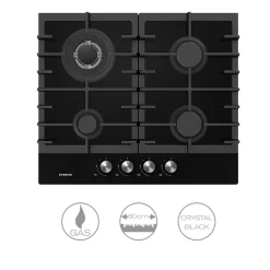 Placa de gas Infiniton GG-429 4 fuegos acabado Crystal Black 60 cm