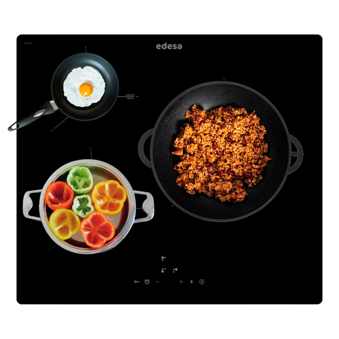 Placa de inducción Edesa EIT-6328 R 7100W 3 zonas negro 59 cm