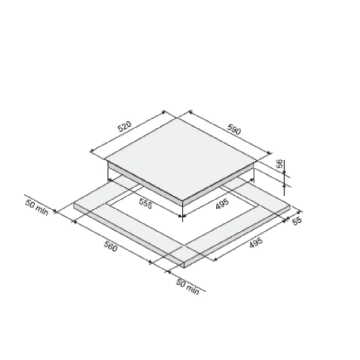 Placa de inducción Svan SIFZ3600 6600W 3 fuegos Flexizone doble negro 59 cm