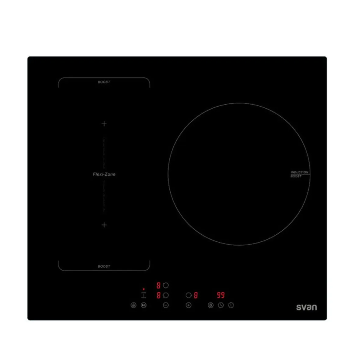 Placa de inducción Svan SIFZ3600 6600W 3 fuegos Flexizone doble negro 59 cm