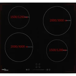 Placa de inducción VidaXL 7000W 4 zonas negro 59 cm