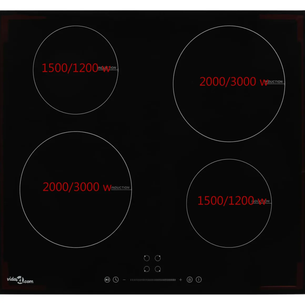Placa de inducción VidaXL 7000W 4 zonas negro 59 cm
