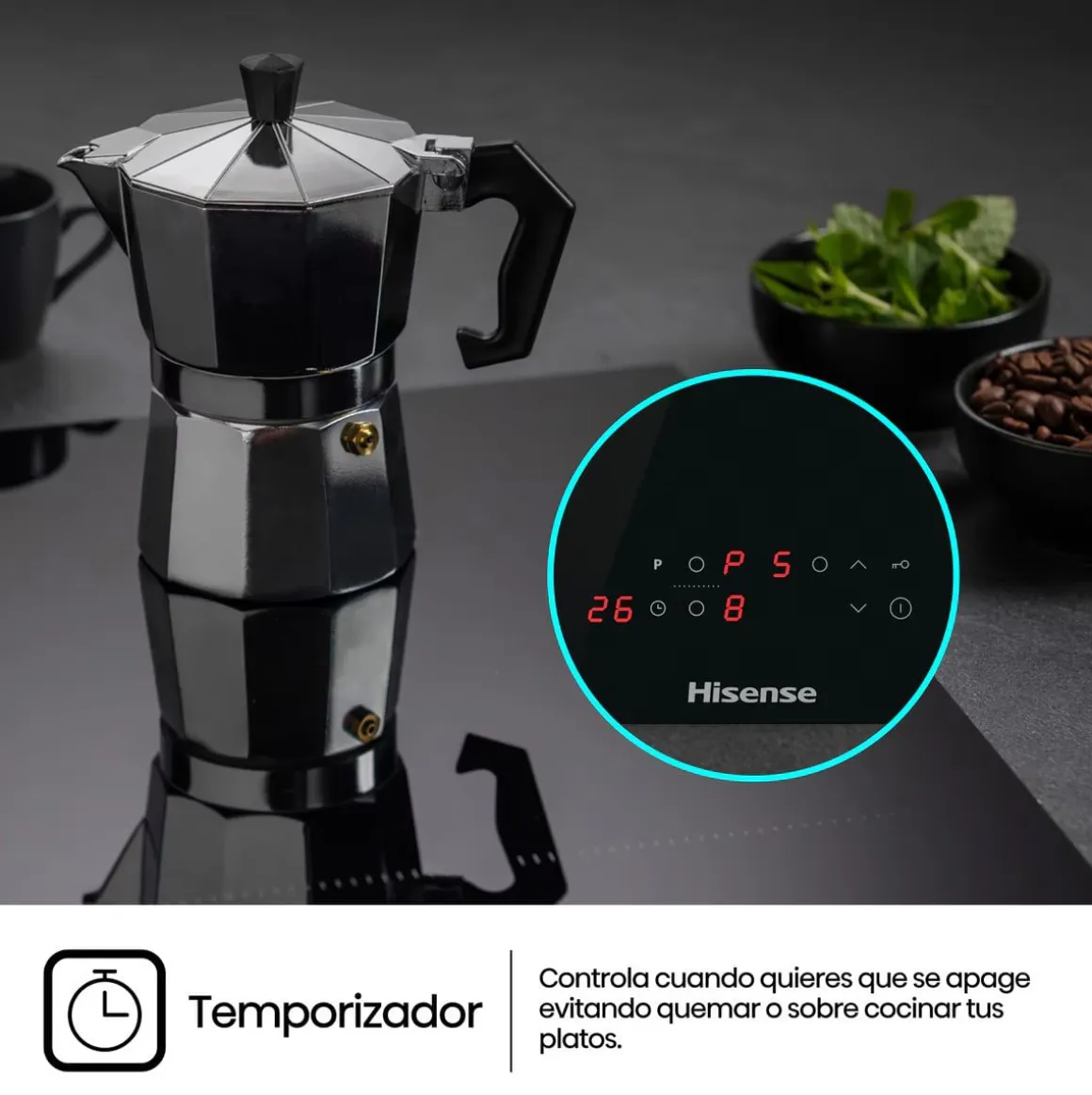 Placa inducción Hisense HI6321BSCE 7100W 3 fuegos cristal negro 59 cm