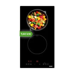 Placa inducción Svan SI2301 3500W 2 zonas control táctil cristal negro 59 cm