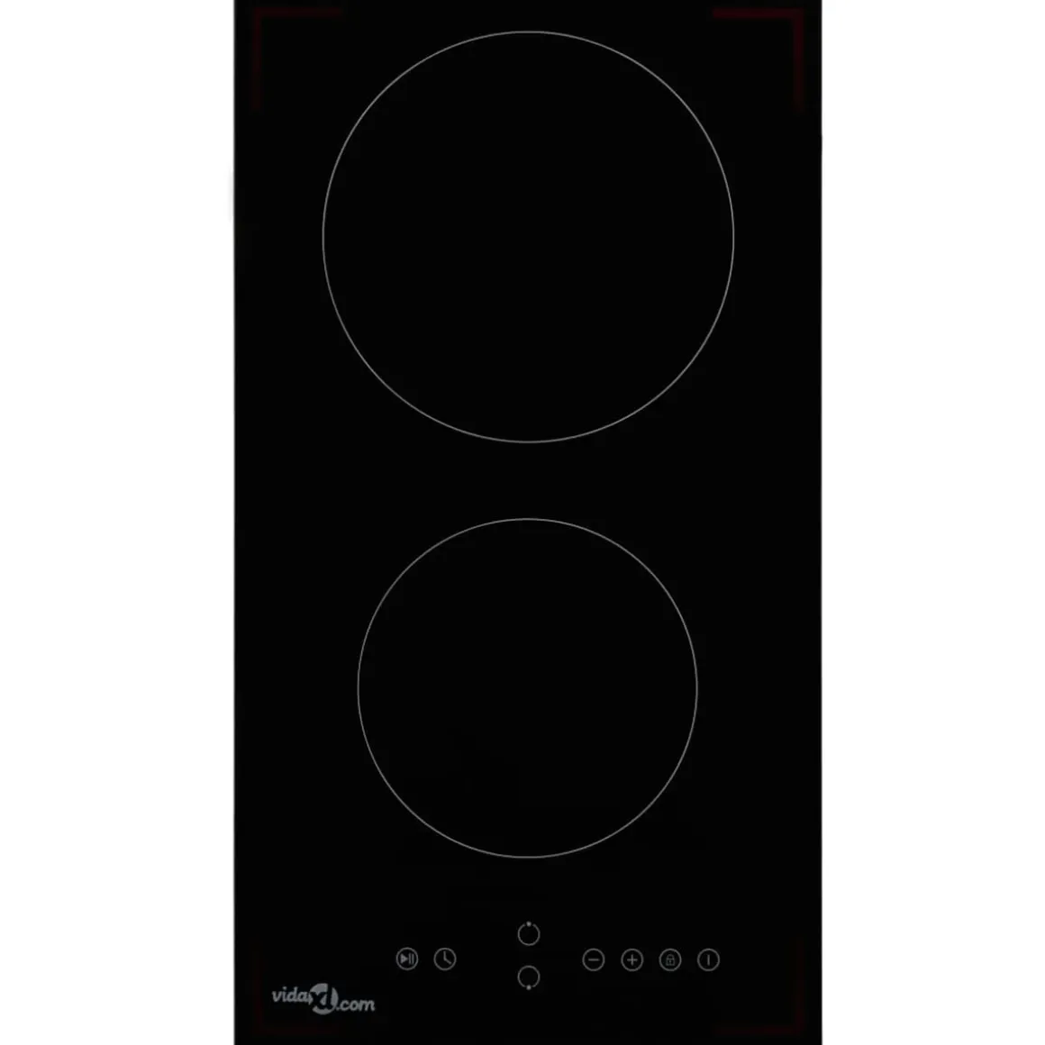 Placa vitrocerámica 2 zonas 3000W táctil negro 28,8 cm