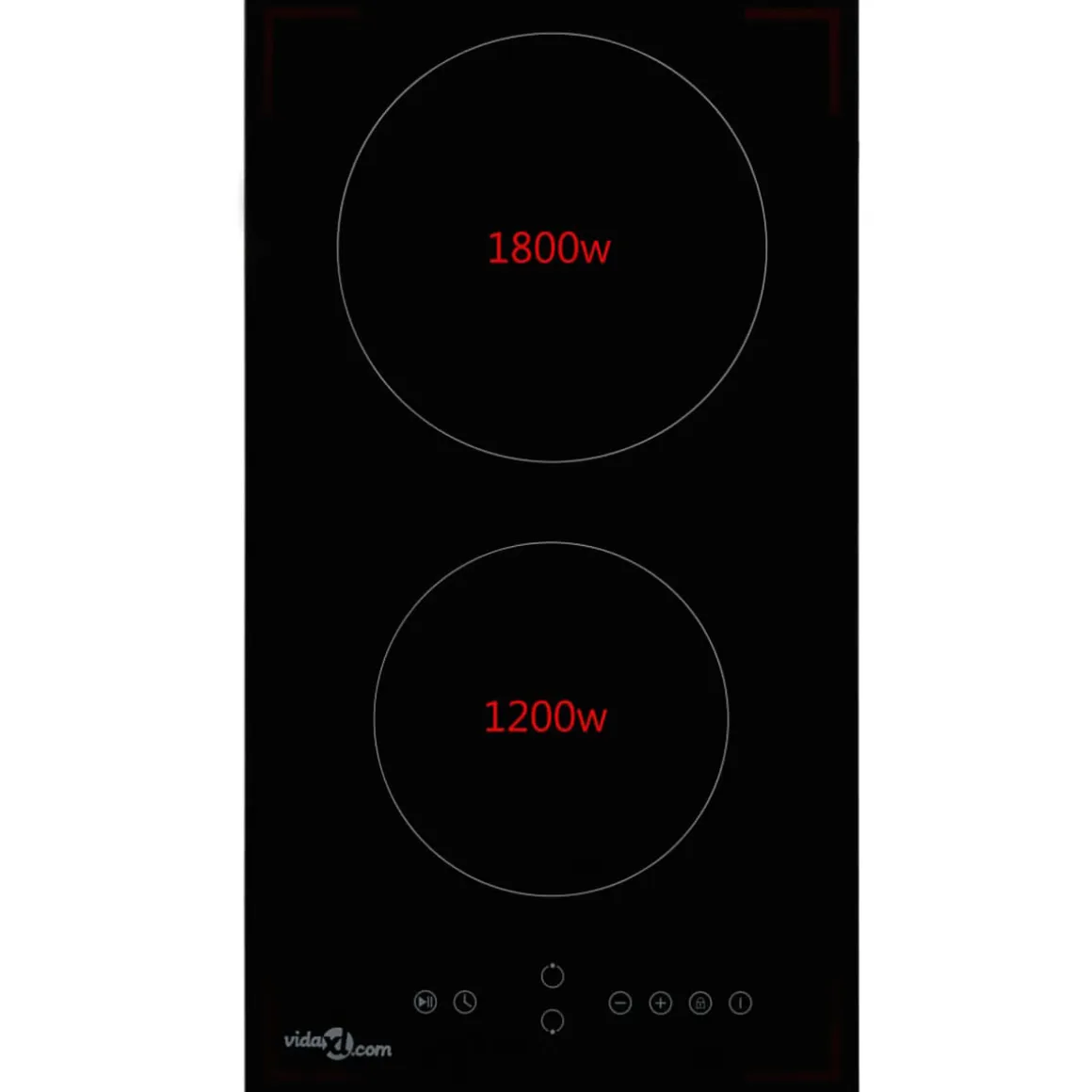 Placa vitrocerámica 2 zonas 3000W táctil negro 28,8 cm