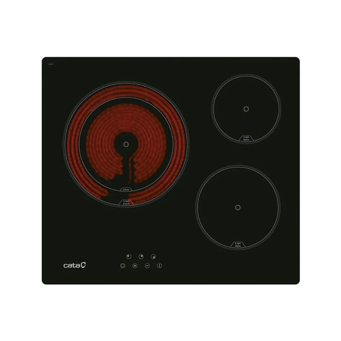 Placa vitrocerámica Cata TD 6003 BK 5,4kW 3 zonas negro 59 cm