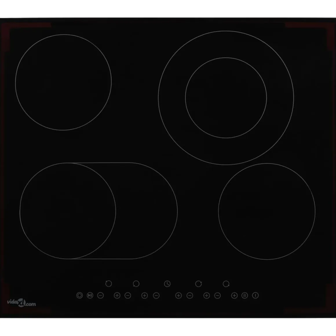 Placa vitrocerámica VidaXL 6600W 4 zonas negro 59 cm
