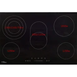 Placa vitrocerámica VidaXL 8500W 5 zonas negro 90 cm