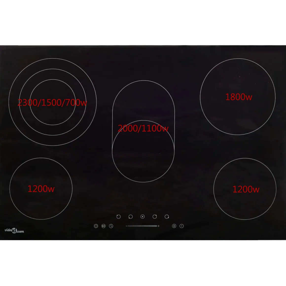 Placa vitrocerámica VidaXL 8500W 5 zonas negro 90 cm