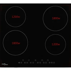 Placa vitrocerámica VidaXL 6000W 4 fuegos negro 59 cm