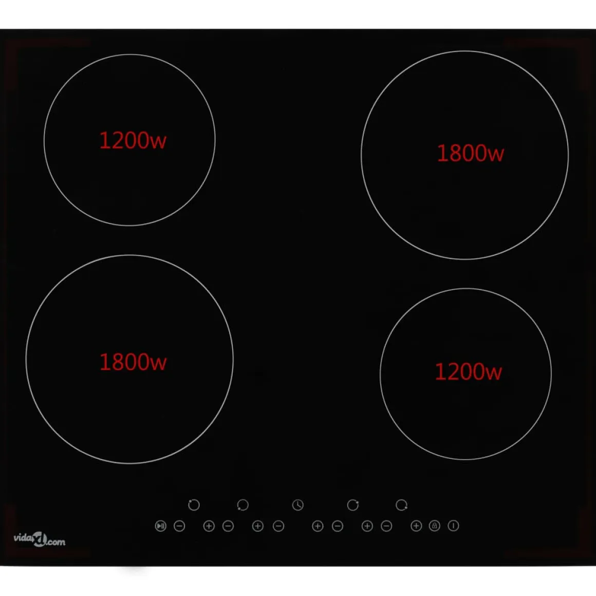 Placa vitrocerámica VidaXL 6000W 4 fuegos negro 59 cm