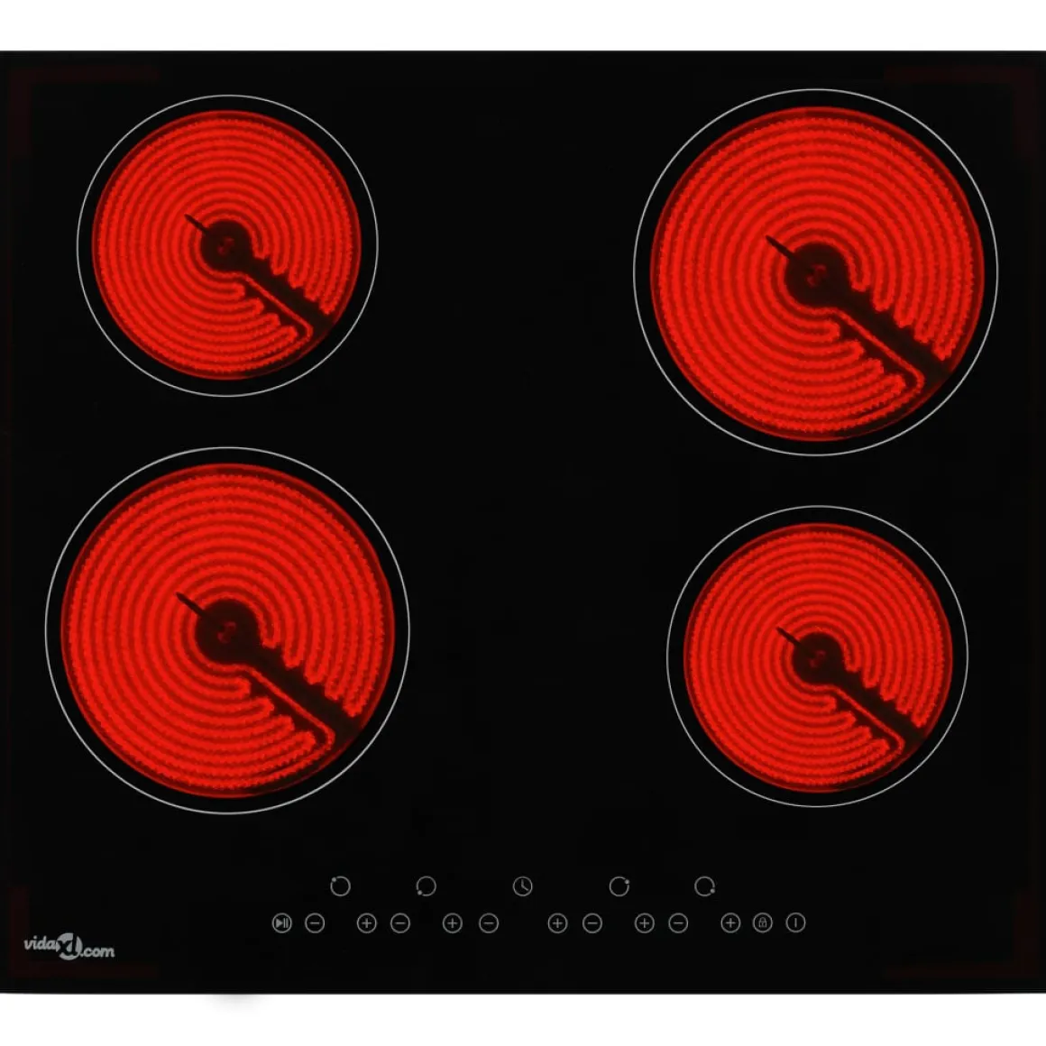 Placa vitrocerámica VidaXL 6000W 4 fuegos negro 59 cm