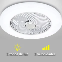 Plafón ventilador Tristán Helios Home 36W luz LED 3 velocidades + control remoto blanco Ø53x22 cm
