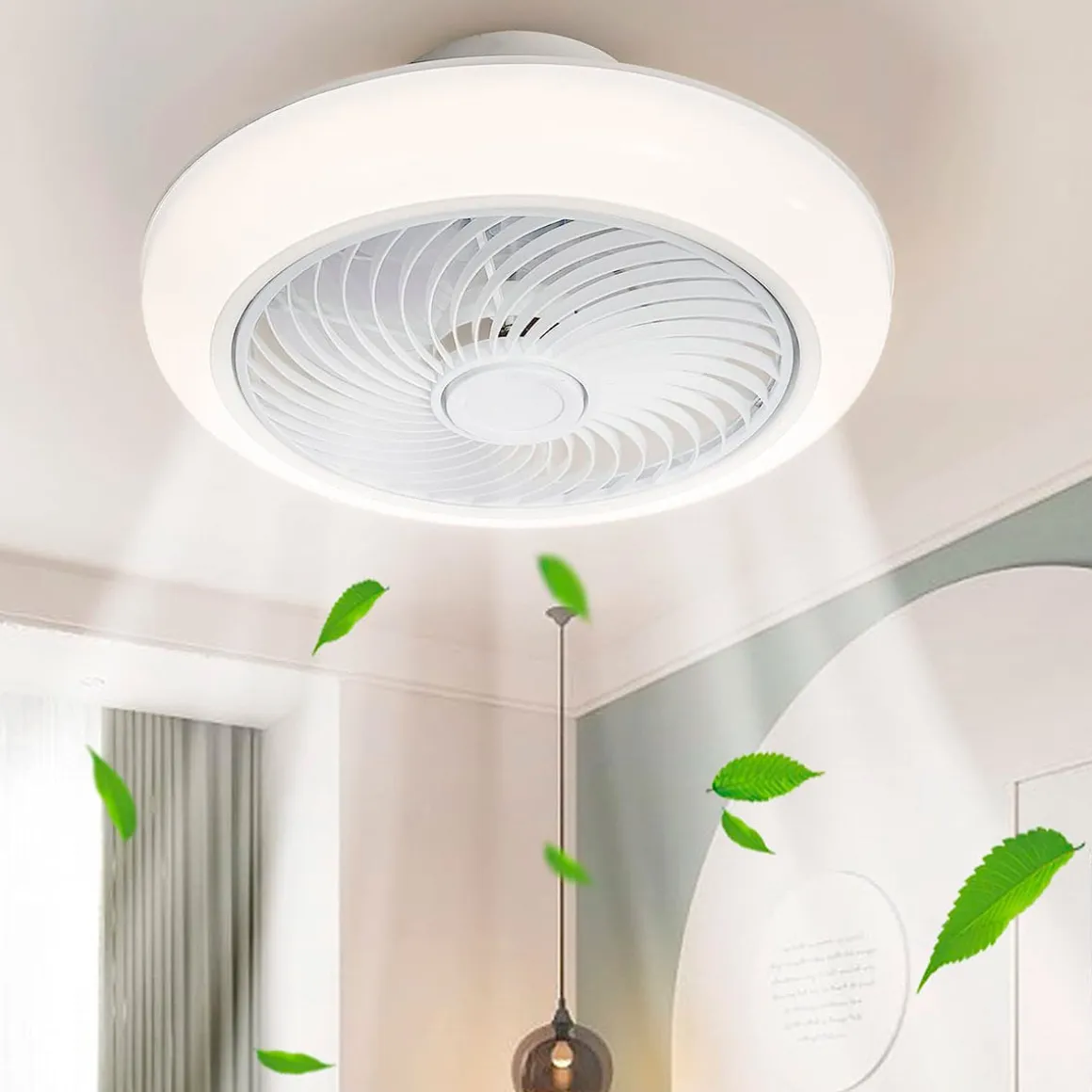 Plafón ventilador Tristán Helios Home 36W luz LED 3 velocidades + control remoto blanco Ø53x22 cm