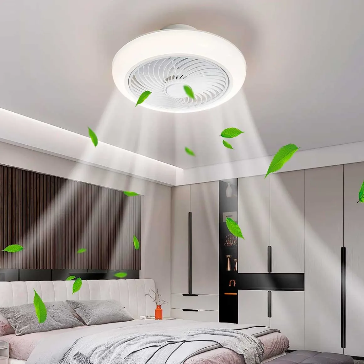 Plafón ventilador Tristán Helios Home 36W luz LED 3 velocidades + control remoto blanco Ø53x22 cm