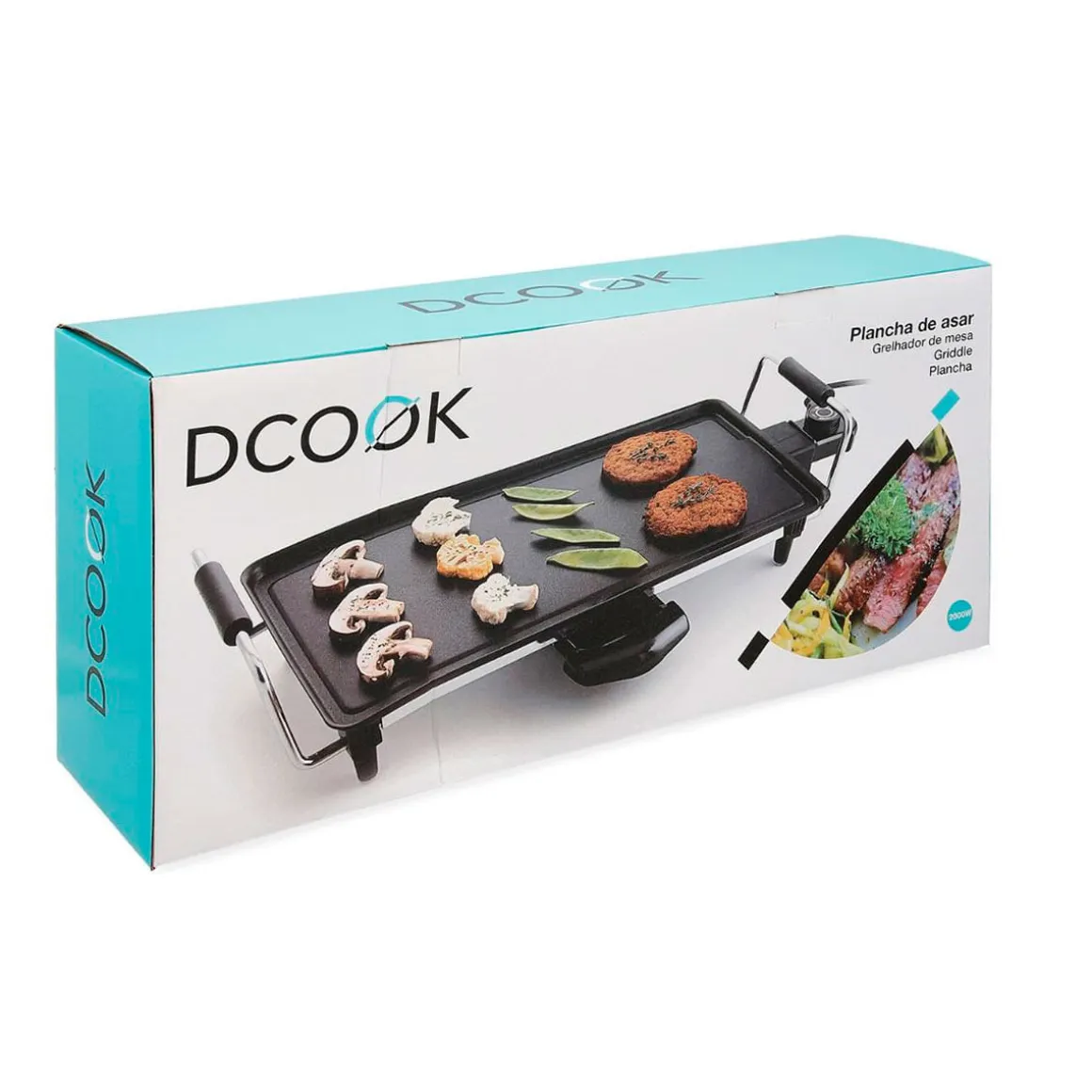 Plancha de asar Dcook 2000W antiadherente negro 14x52x24,5 cm