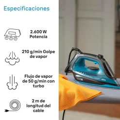 Plancha de vapor Braun SI5256BL 2600W 210 g/min azul