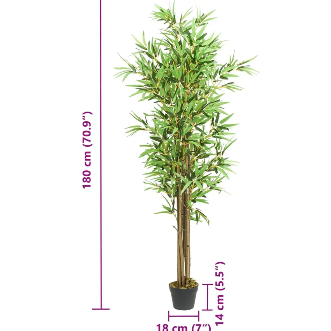 Planta artificial Bambú con macetero verde