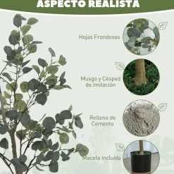 Planta artificial Eucaliptus 230 hojas verde 150 cm