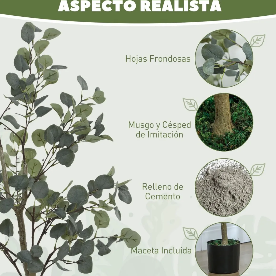 Planta artificial Eucaliptus 230 hojas verde 150 cm