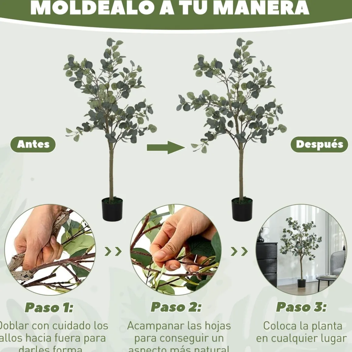 Planta artificial Eucaliptus 230 hojas verde 150 cm