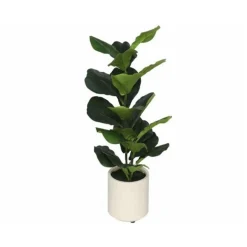 Planta artificial Ficus con macetero verde/blanco 72 cm