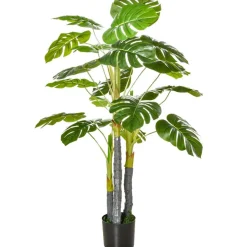 Planta artificial Homcom 20 hojas con macetero verde 120 cm