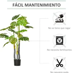 Planta artificial Homcom 20 hojas con macetero verde 120 cm