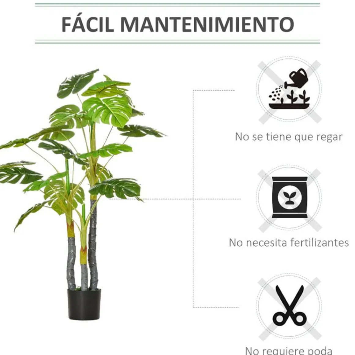 Planta artificial Homcom 20 hojas con macetero verde 120 cm