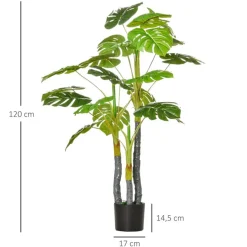 Planta artificial Homcom 20 hojas con macetero verde 120 cm