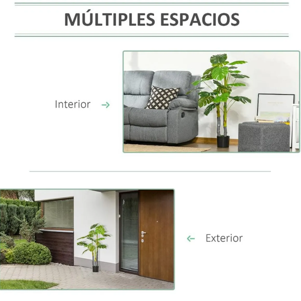 Planta artificial Homcom 20 hojas con macetero verde 120 cm