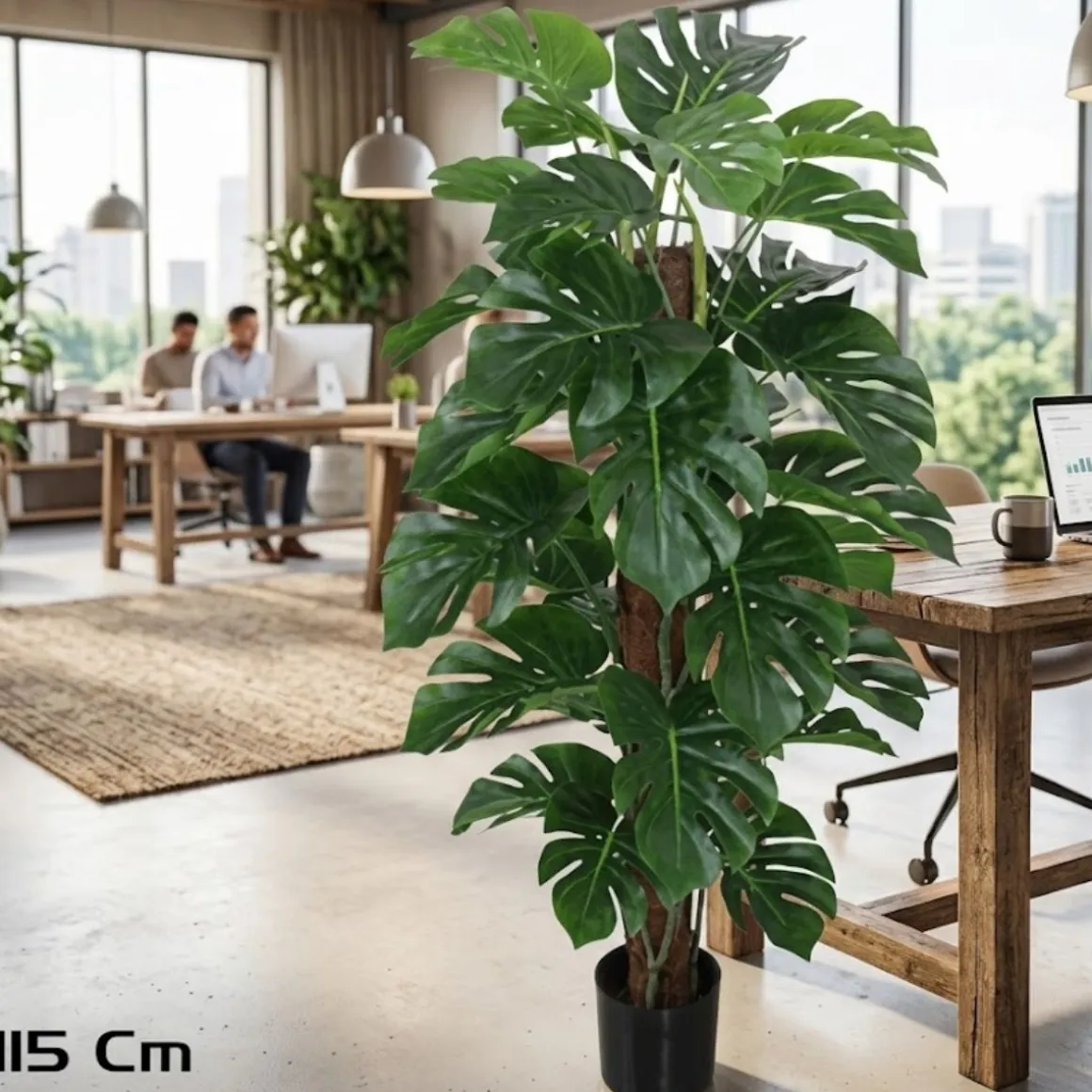 Planta artificial Monstera con macetero verde 115 cm