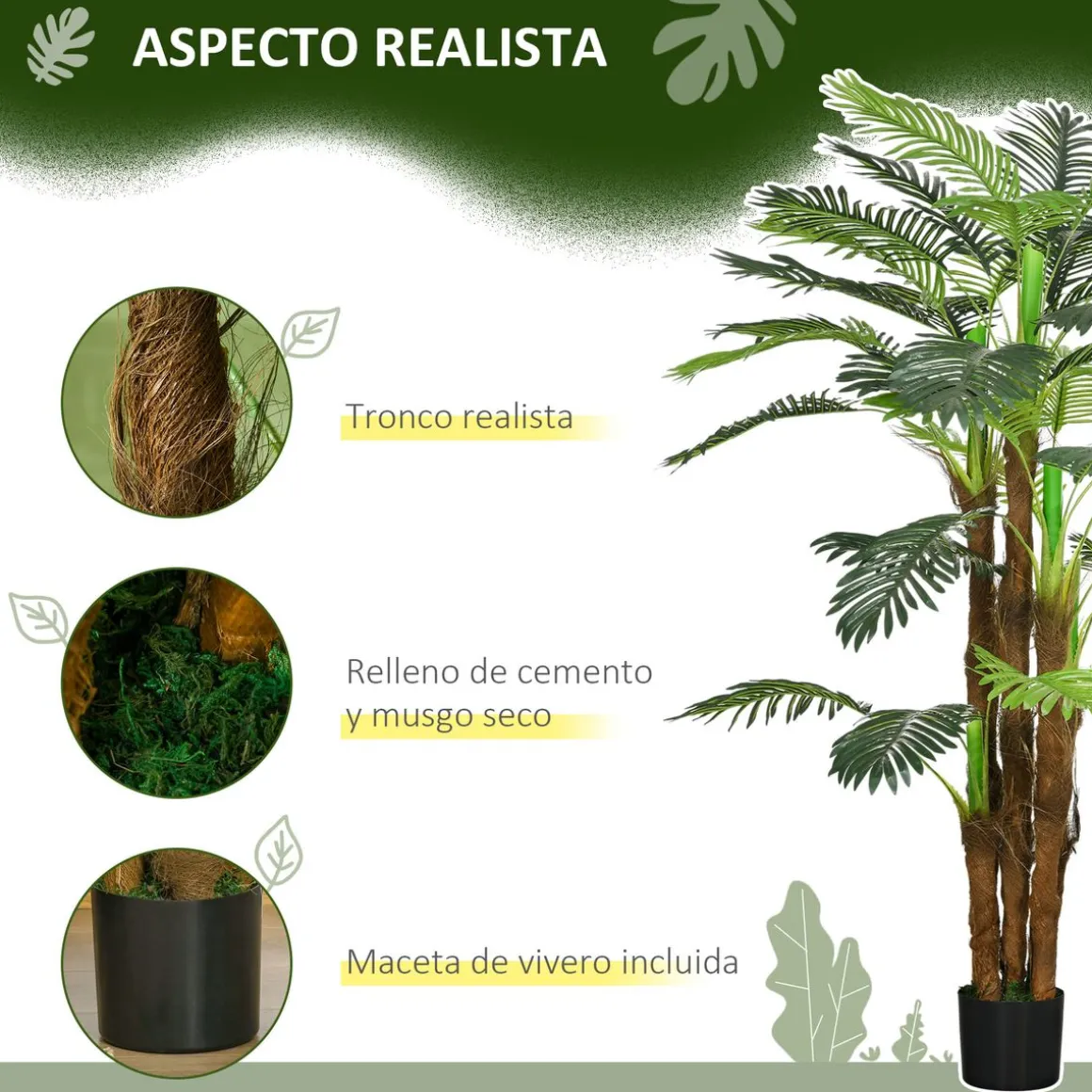 Planta artificial Nostra Homcom ramas ajustables verde 160 cm