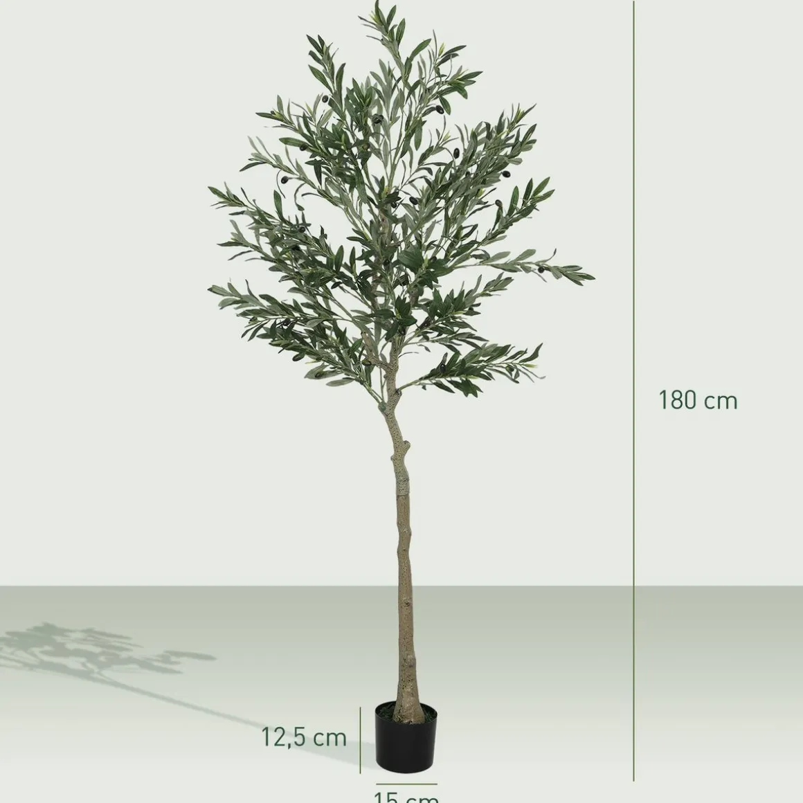 Planta artificial Olivo Homcom 720 hojas + 40 aceitunas verde 180 cm