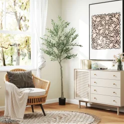 Planta artificial Olivo Homcom 720 hojas + 40 aceitunas verde 180 cm