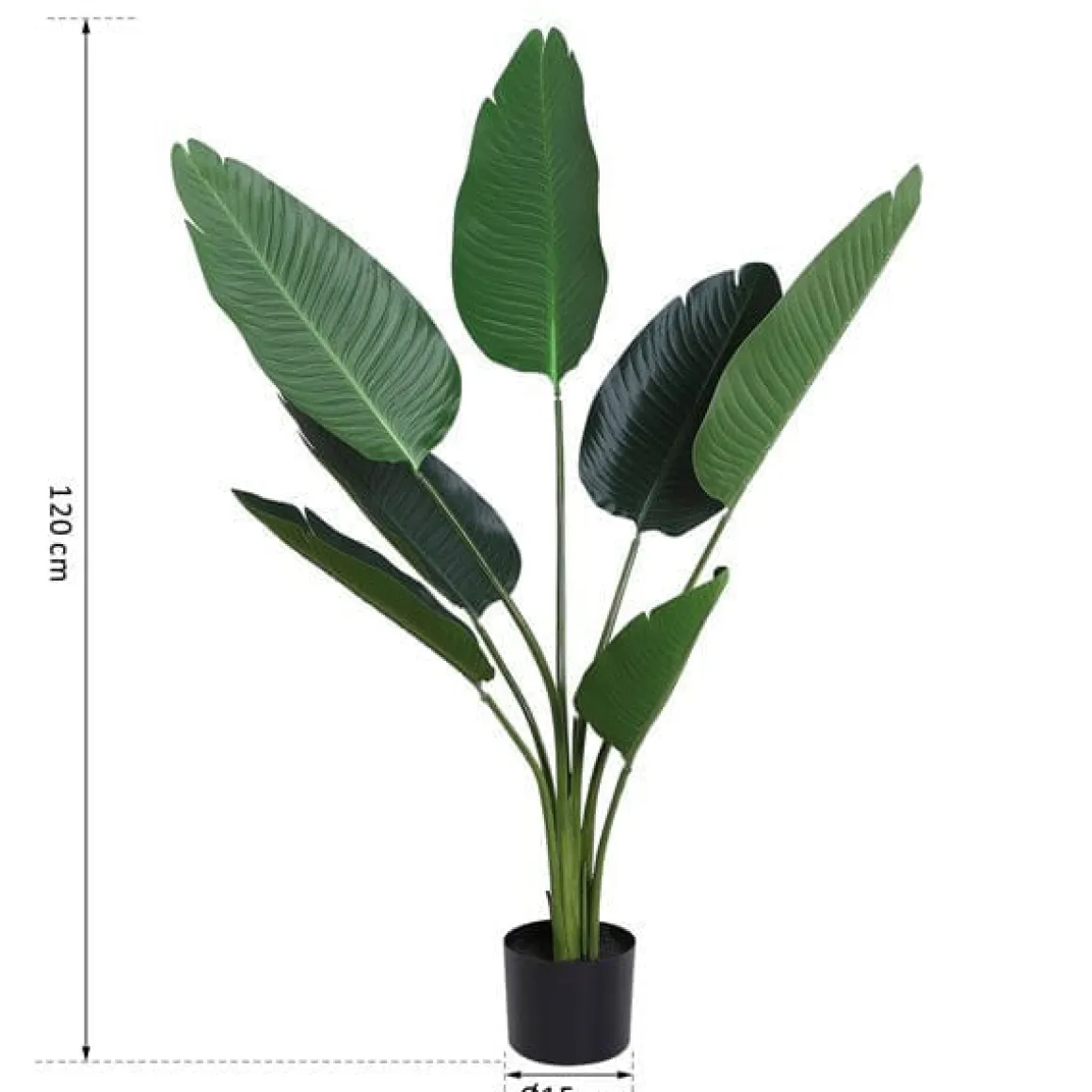 Planta de palma artificial con maceta 7 hojas verde Ø15x120 cm