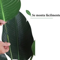 Planta de palma artificial con maceta 7 hojas verde Ø15x120 cm