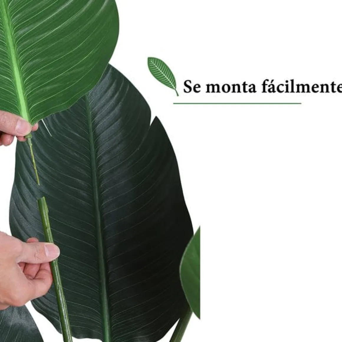 Planta de palma artificial con maceta 7 hojas verde Ø15x120 cm