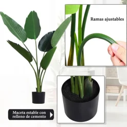 Planta de palma artificial con maceta 7 hojas verde Ø15x120 cm