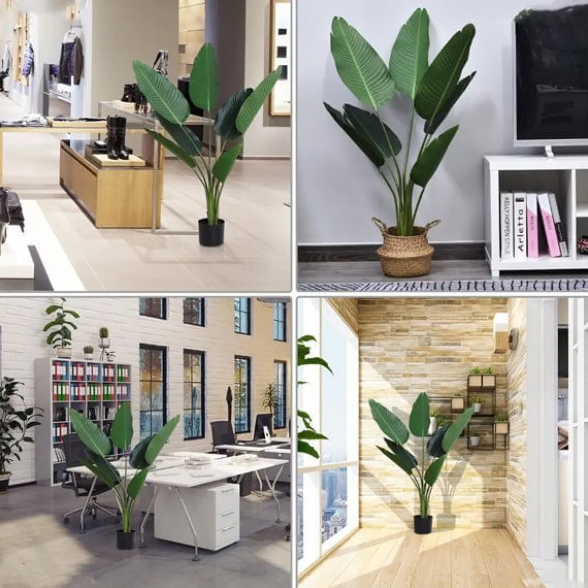 Planta de palma artificial con maceta 7 hojas verde Ø15x120 cm