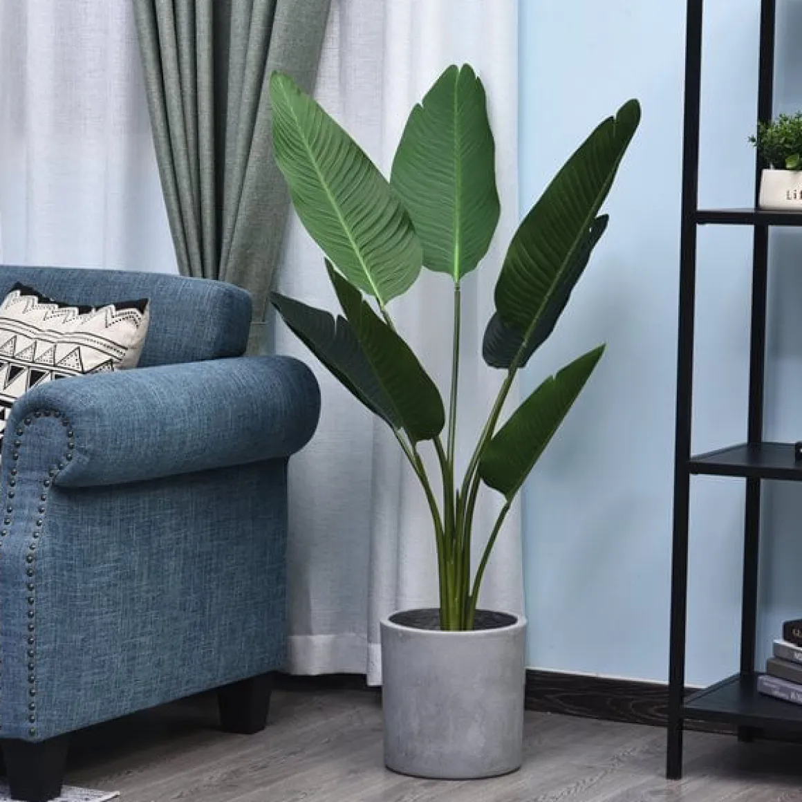 Planta de palma artificial con maceta 7 hojas verde Ø15x120 cm